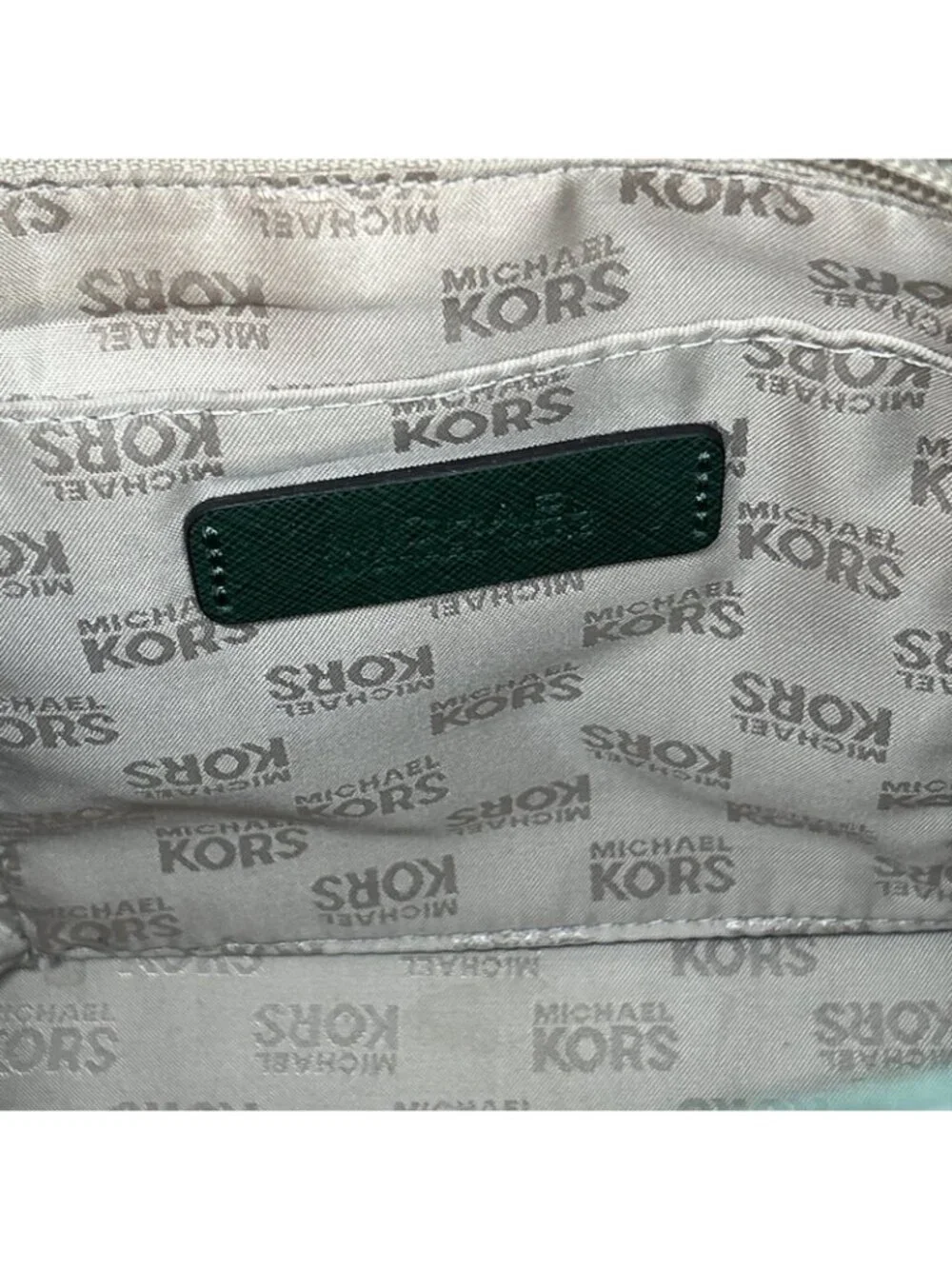 Michael Kors Green Hamilton Gold Studded Saffiano Leather Tote Purse Bag Preppy